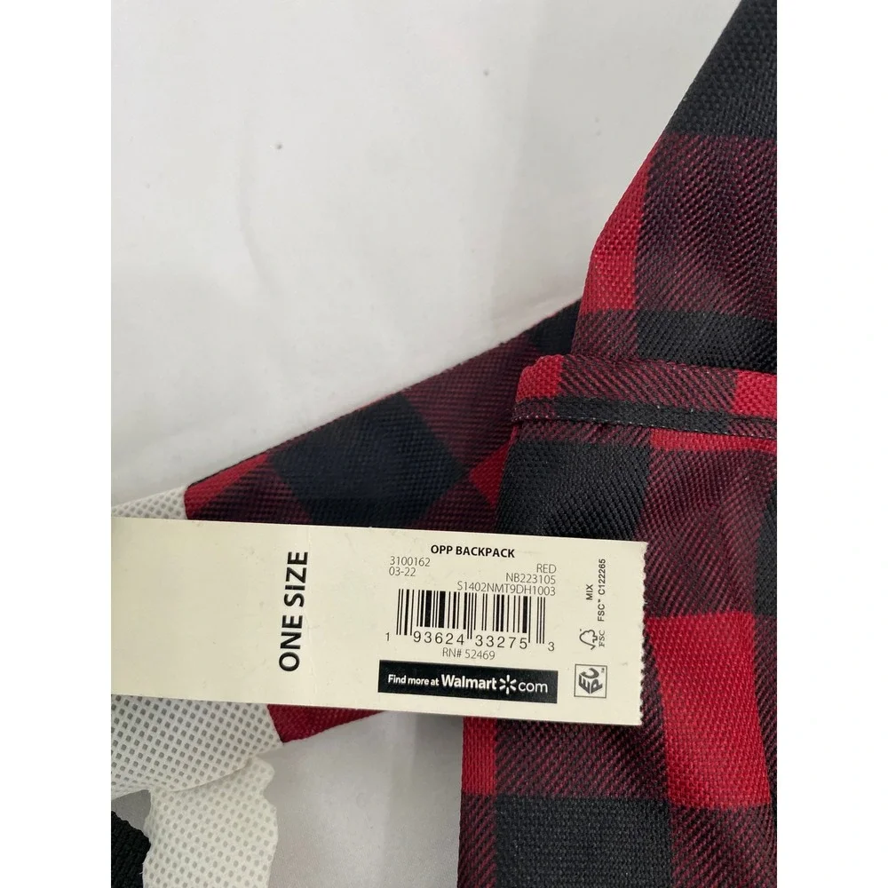 No Boundaries Backpack Unisex One Size Red Black Buffalo Plaid Laptop Sleeve 16.